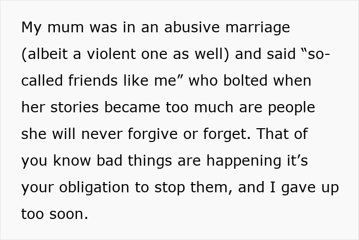 Text about coping with a friend who stayed in an abusive marriage and cutting off contact due to emotional strain. Text about coping with a friend who stayed in an abusive marriage and cutting off contact due to emotional strain.