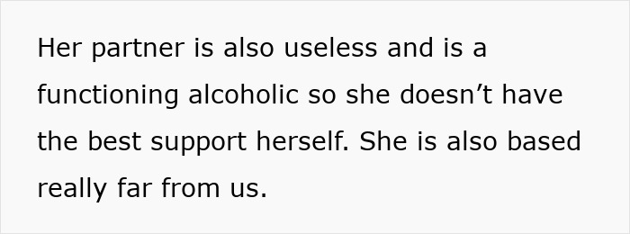 Text excerpt discussing family struggles with babysitting duty and refusal to watch children causing family tension. Text excerpt discussing family struggles with babysitting duty and refusal to watch children causing family tension.