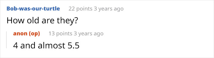 Screenshot of a Reddit conversation showing a mom’s brutally honest confession sparking backlash and comments about ages.