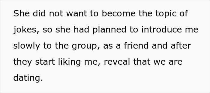 Text excerpt about being introduced as a friend before dating, related to public demotion and relationship dynamics. Text excerpt about being introduced as a friend before dating, related to public demotion and relationship dynamics.