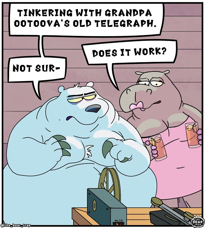 Cartoon animals in a hilarious comic strip illustrating real-life struggles with humor and relatable situations.