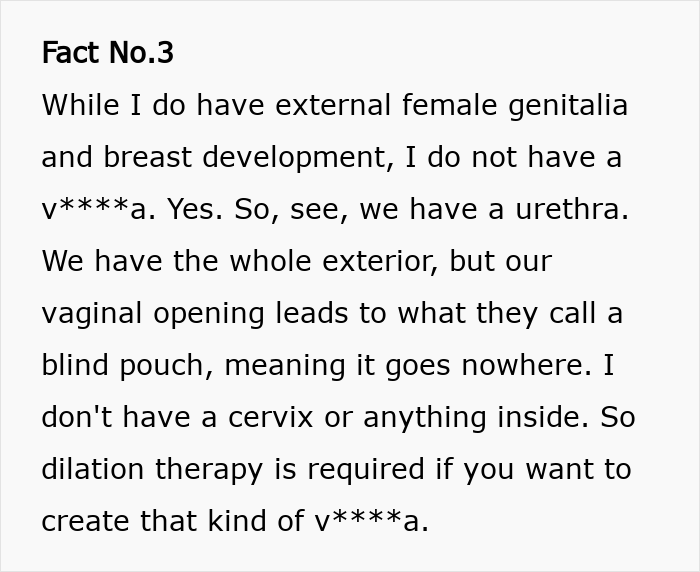Intersex woman with XY chromosome explains unique body traits including external female features and blind vaginal pouch. Intersex woman with XY chromosome explains unique body traits including external female features and blind vaginal pouch.