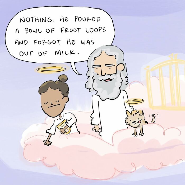 Man taking a deep breath while leaning on a table, illustrating a funny comic about arguing with their own brain.