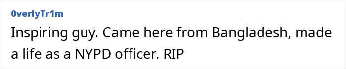 Comment praising a NYPD officer who gave his life protecting others, honoring his service and sacrifice. Comment praising a NYPD officer who gave his life protecting others, honoring his service and sacrifice.