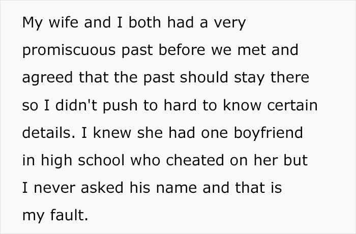 Text excerpt from a story where a husband feels sick after realizing who their son is named after in the past. Text excerpt from a story where a husband feels sick after realizing who their son is named after in the past.