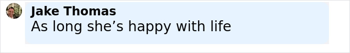 User comment by Jake Thomas expressing a positive sentiment about the situation. User comment by Jake Thomas expressing a positive sentiment about the situation.