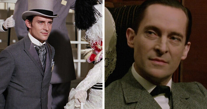 Side-by-side images of the same actor in period costumes showcasing a mind-blowing realization of casting choices.