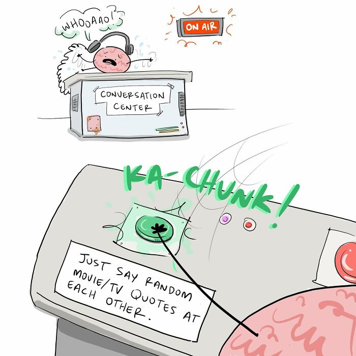 Simple hand-drawn comic titled Boys Hanging Out Together by Tim Bierley, featuring funny comics about arguing with the brain.