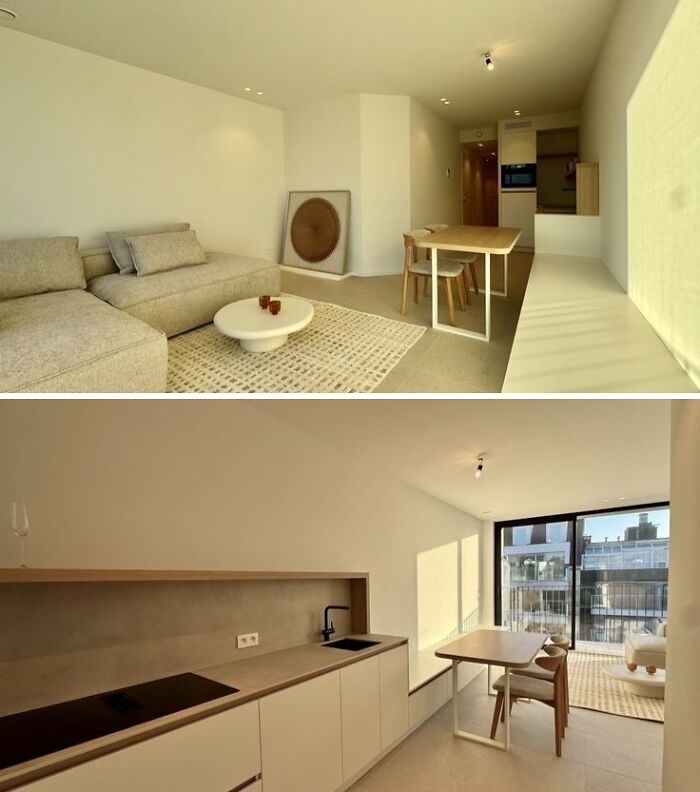 Modern bright apartment interior with kitchen and living area showcasing what 1 million buys in global apartments.