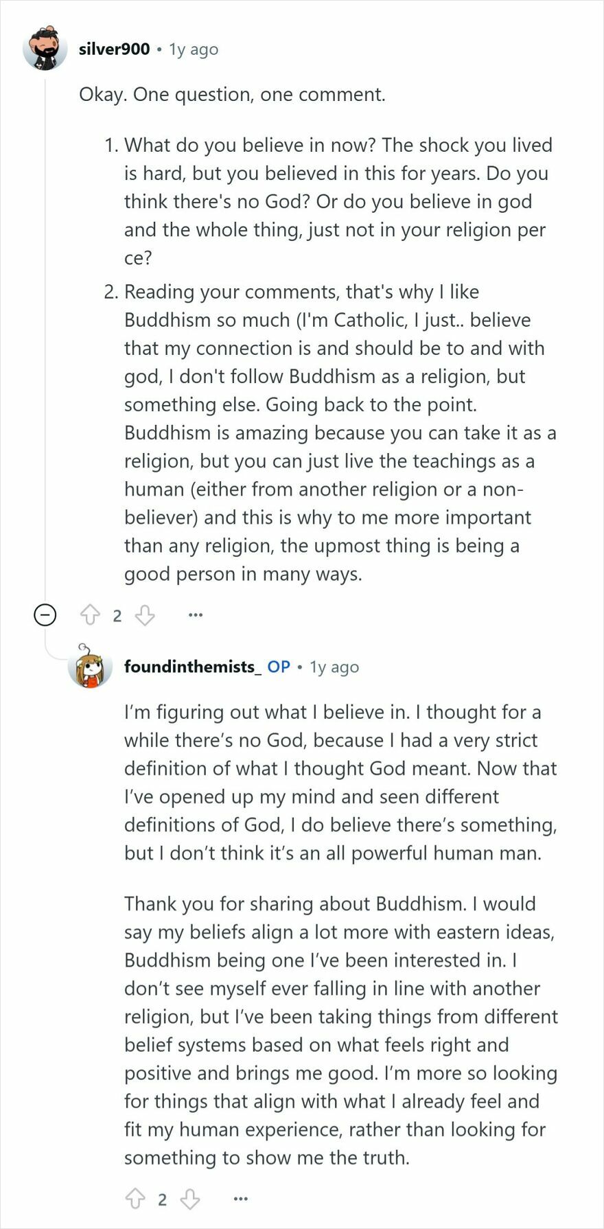 Reddit conversation with a user raised Mormon discussing beliefs and views on religion and cults.