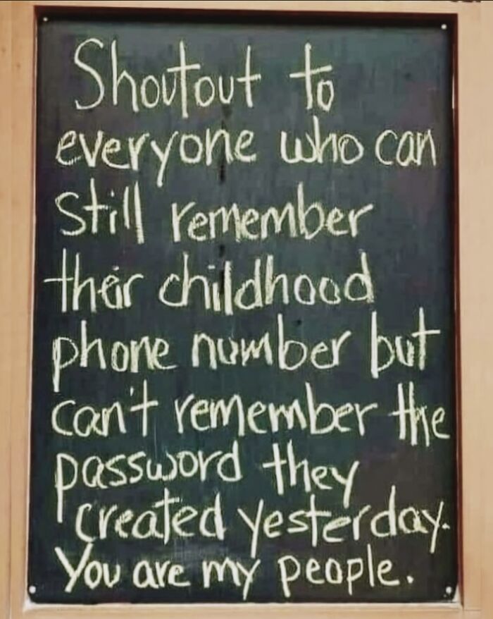 Chalkboard text highlighting nostalgia and memory, relatable to those who grew up in the good old days of the 80s.