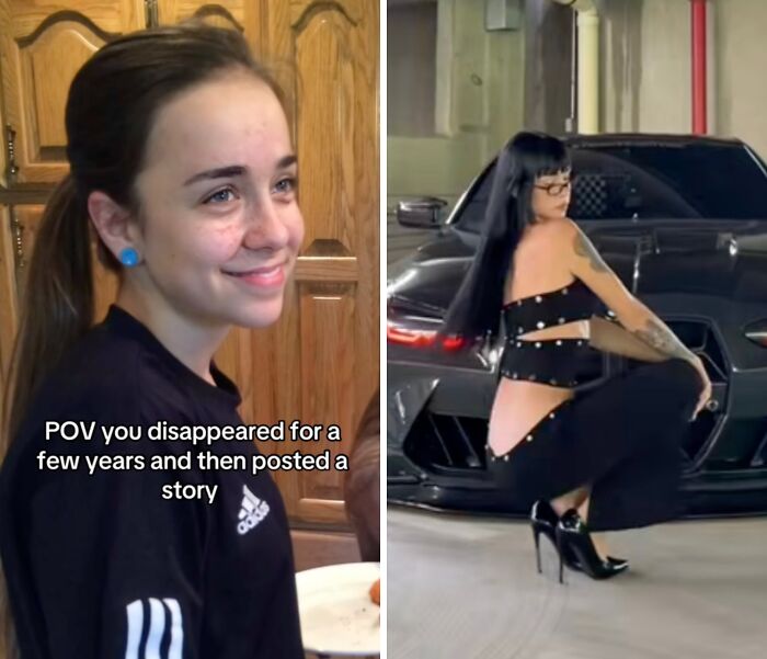 Two contrasting images showing people returning to social media after a hiatus, highlighting strong transformation moments.