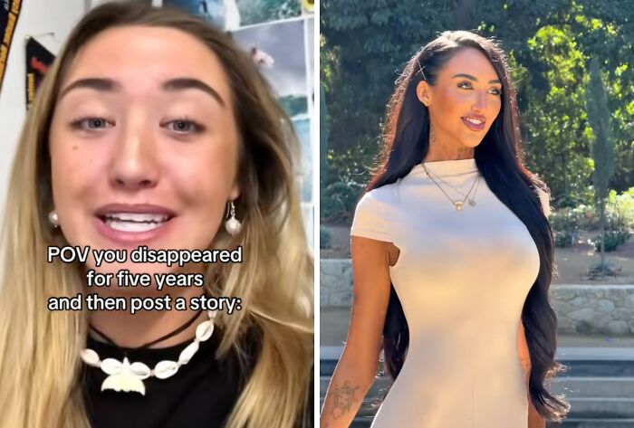 Two women showing confident social media return moments, illustrating impactful comebacks after a long hiatus.