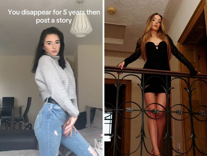 Two women posing confidently indoors, illustrating dramatic social media returns after a long hiatus with style and attitude.