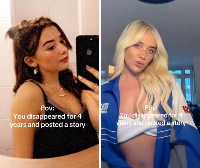 Two women posing for selfies, illustrating people returning to social media with a bang after a hiatus.