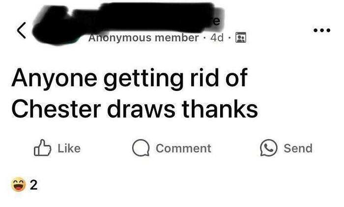 Social media post shows a typo in "Anyone getting rid of Chester draws thanks," highlighting common typos that question intelligence.