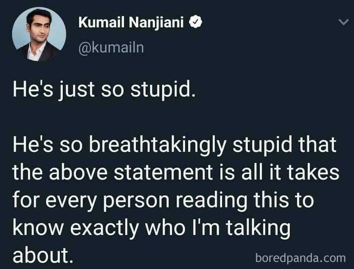 Screenshot of a humorous social media post about a breathtakingly stupid person, relating to aged like wine predictions.