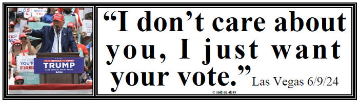 Aged Like Wine prediction showing Trump at rally with quote about wanting votes in Las Vegas June 2024 event