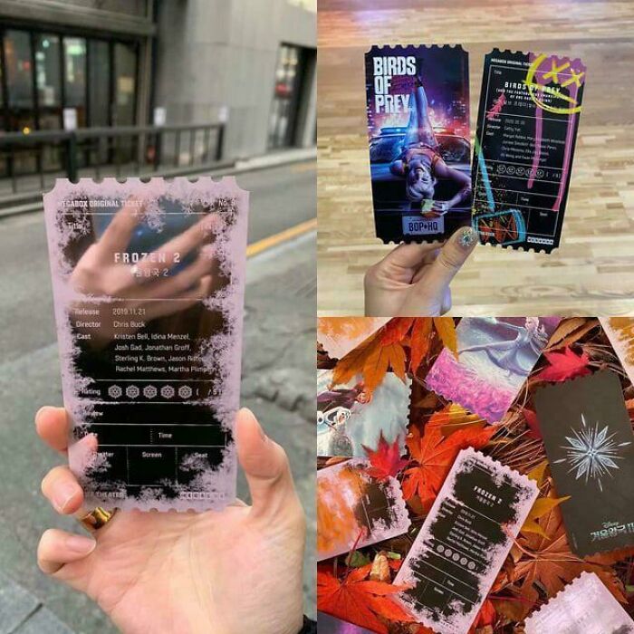Transparent movie tickets held in hand showcasing cool and smart design innovation by designers.