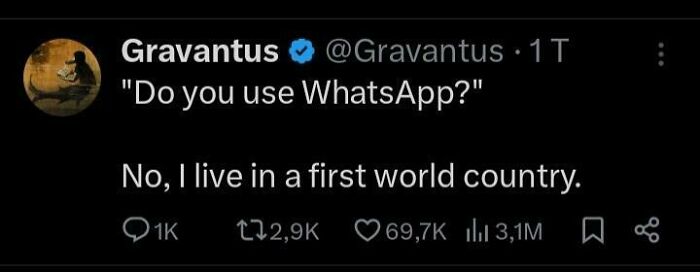 Screenshot of a tweet humorously showing Americans confidently posting dumb things about using WhatsApp.