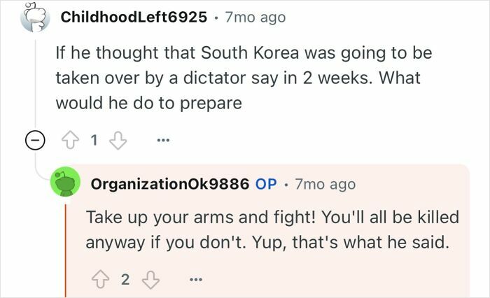 Reddit users discuss a grandfather who escaped North Korea sharing what his life was like and his survival advice.
