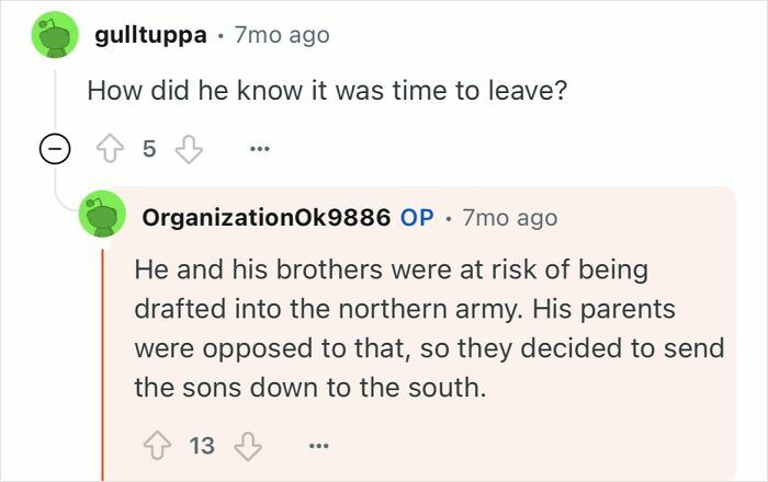 Reddit users discuss a grandfather who escaped North Korea and shares his life experiences after fleeing.