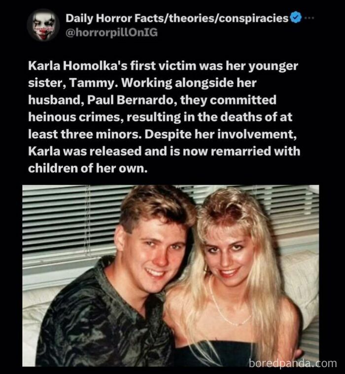 Photo of a young couple smiling on a couch accompanying unsettling horror pill online group facts.