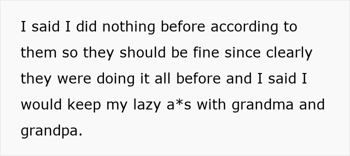 Text message expressing frustration about toxic parents and deciding to stay with grandparents instead.