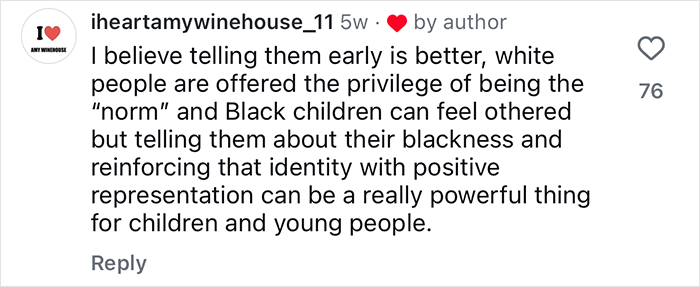 Comment on social media about a 2YO toddler realizing she’s Black after daycare and mom’s empowering reply about identity and representation. Comment on social media about a 2YO toddler realizing she’s Black after daycare and mom’s empowering reply about identity and representation.