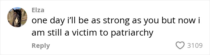 Social media comment by a user named Elza discussing strength and patriarchy, related to Gen Z woman debate on shaving. Social media comment by a user named Elza discussing strength and patriarchy, related to Gen Z woman debate on shaving.