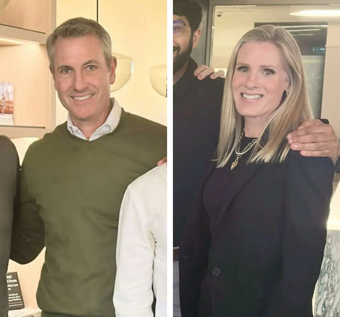 Man in green sweater and woman in black jacket smiling in a casual setting linked to Coldplay HR exec mortgage news. Man in green sweater and woman in black jacket smiling in a casual setting linked to Coldplay HR exec mortgage news.