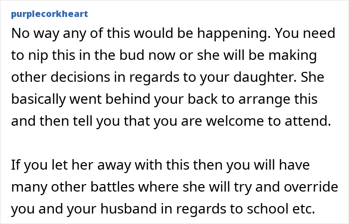 ALT text: Online discussion about MIL demanding baby get a more Christian name and mom feeling uncomfortable with the request.