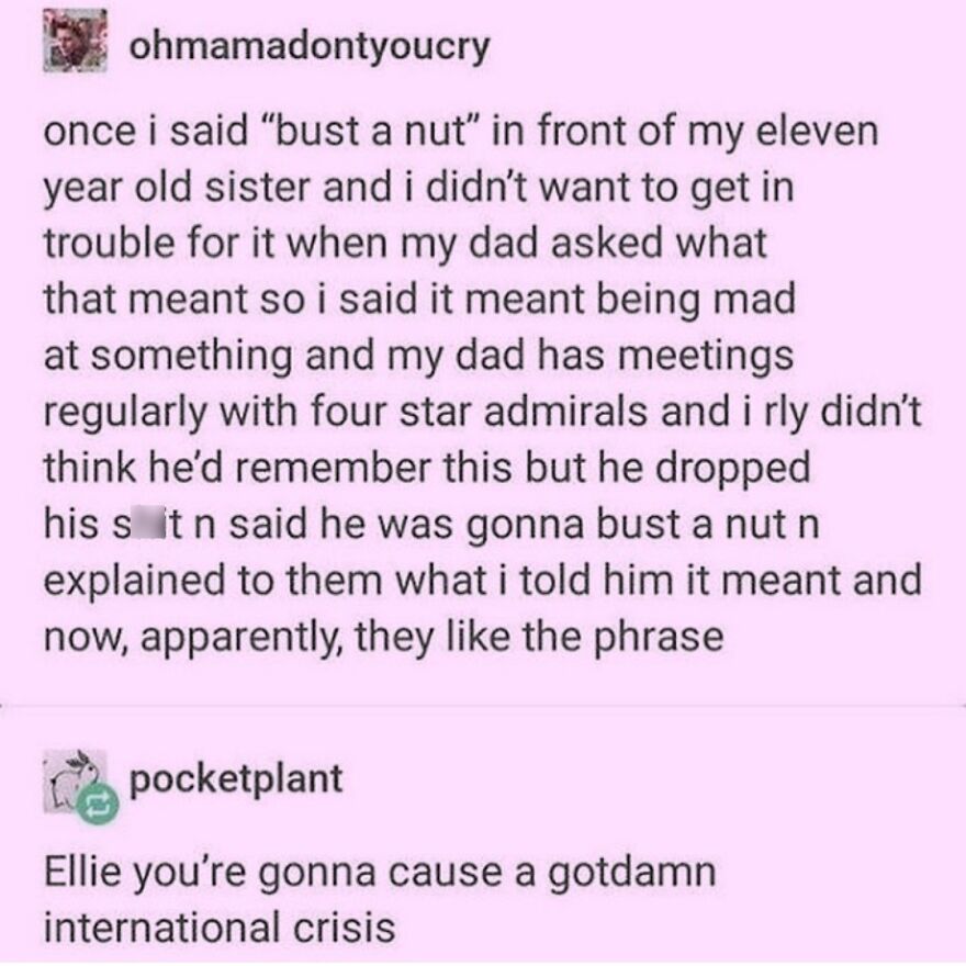 Text post about a funny misunderstanding shared in a collection of totally true stories with new pics.