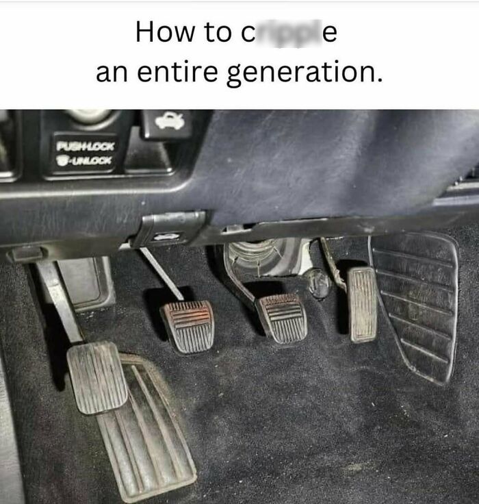 Car pedals of a manual transmission car symbolizing nostalgia and good old days for those who grew up in the 80s.