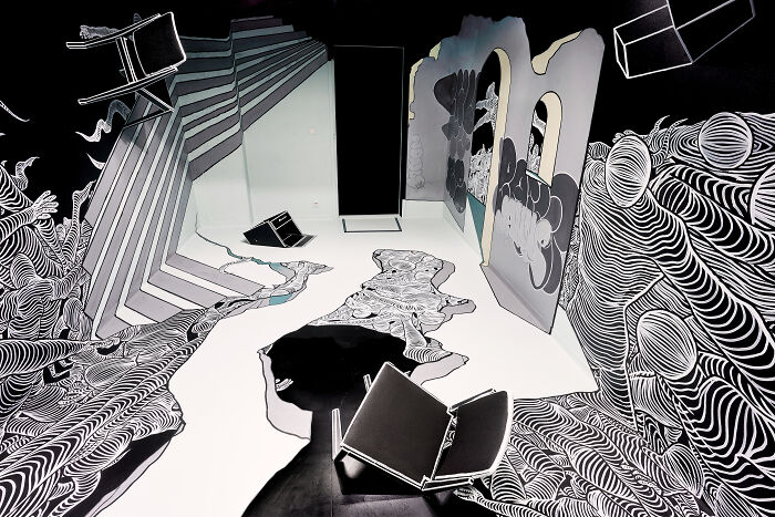 "Dialogue": An Anamorphic Drawing Installation At The Purkutaide Exhibition In Helsinki, Finland