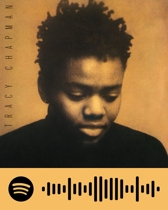 Portrait of Tracy Chapman with a Spotify sound code representing songs that hurt so good, popular with netizens. Portrait of Tracy Chapman with a Spotify sound code representing songs that hurt so good, popular with netizens.