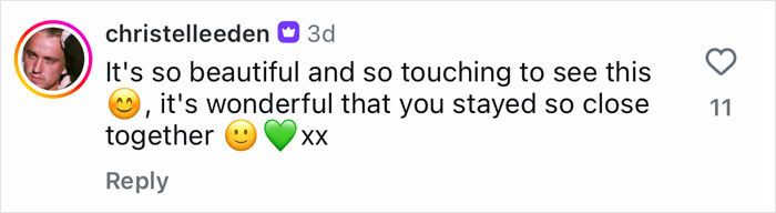 Fan comment expressing joy and emotion over Harry Potter stars' surprise reunion shared on social media platform. Fan comment expressing joy and emotion over Harry Potter stars' surprise reunion shared on social media platform.