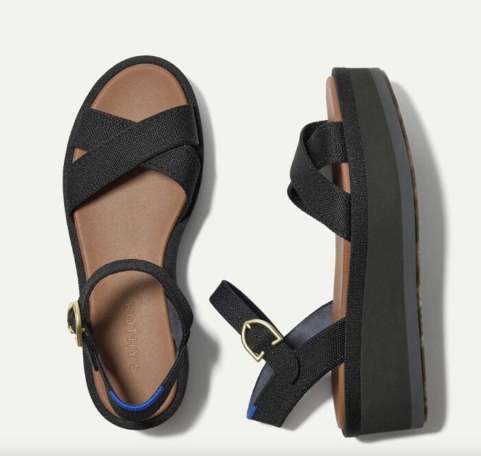Black stylish sandals with cushioned sole and adjustable straps, perfect for comfortable sandal season in Europe.