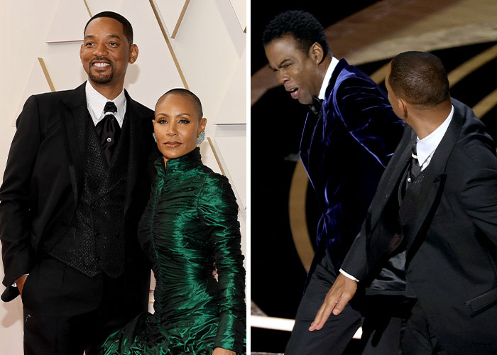 Will Smith and Jada Pinkett Smith posing on red carpet, and Will Smith slapping Chris Rock at awards show, stars who went from beloved to hated. Will Smith and Jada Pinkett Smith posing on red carpet, and Will Smith slapping Chris Rock at awards show, stars who went from beloved to hated.