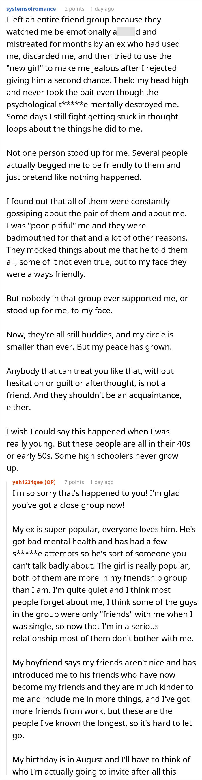 Woman emotionally revisiting past breakup after friend reveals she was the other woman in the relationship betrayal.