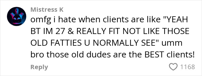 Comment from professional escort discussing client preferences and challenges, highlighting racial discrimination in the industry.