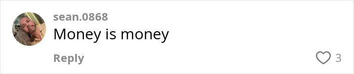 Comment by user sean.0868 saying Money is money, highlighting discussion on racial discrimination in the professional escort industry.
