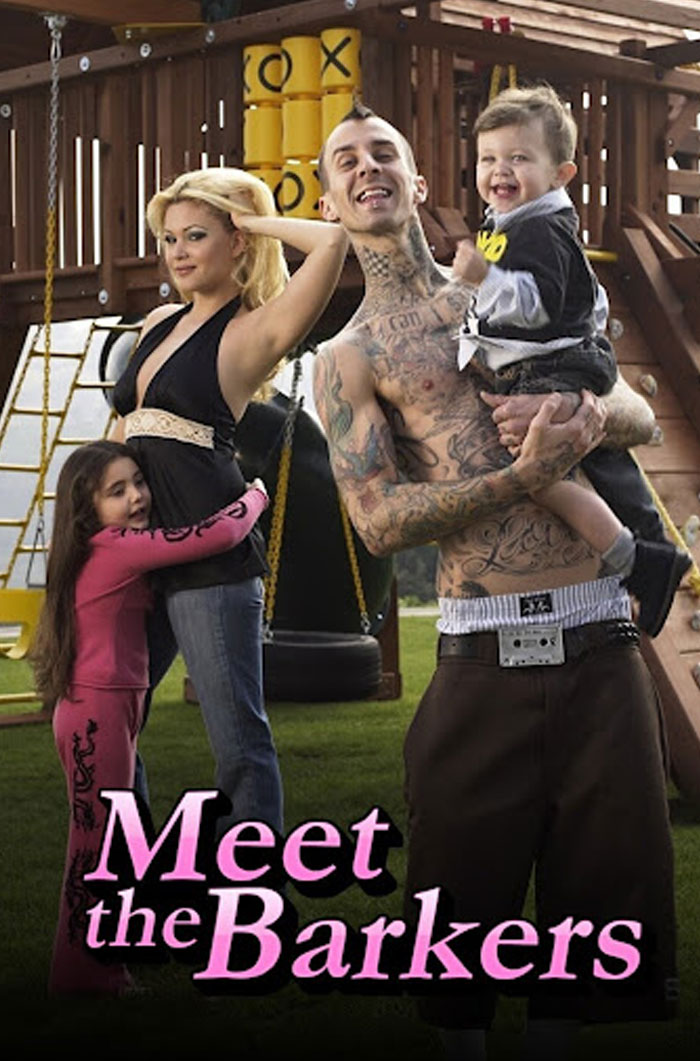 Family portrait of the Barkers in a playground, representing Alabama Barker’s net worth backed by generations of fame.