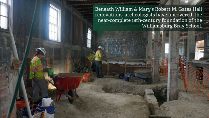 Archaeologists working in a historic US school cellar filled with mysterious artifacts beneath the building's foundation. Archaeologists working in a historic US school cellar filled with mysterious artifacts beneath the building's foundation.