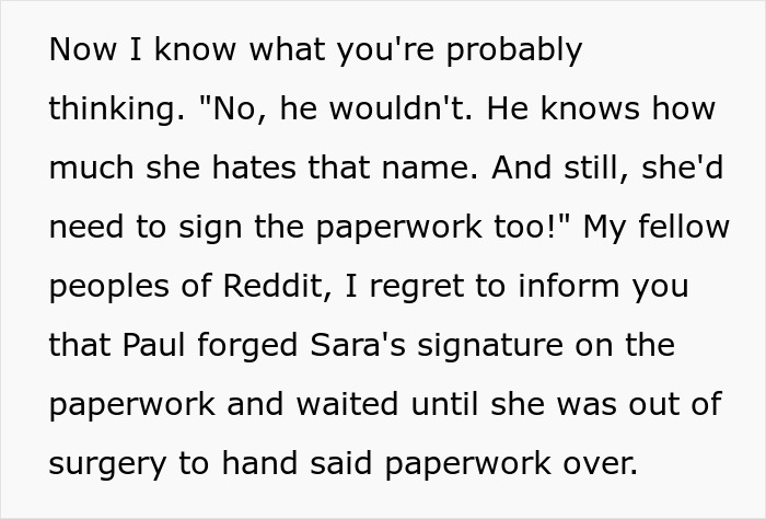 Text excerpt from story about a lady getting revenge by convincing an ex's wife to unknowingly name their baby after her. Text excerpt from story about a lady getting revenge by convincing an ex's wife to unknowingly name their baby after her.