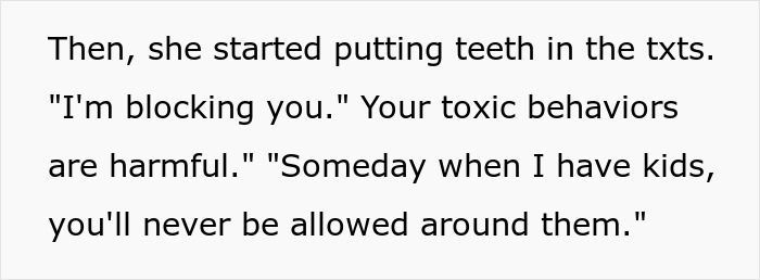 Text messages showing a daughter demanding apology for generational trauma and blocking toxic behaviors from her father.