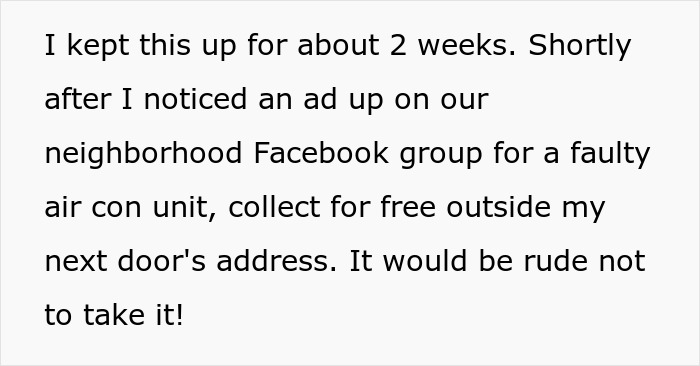 Text excerpt about a man using a faulty smart air con unit to get revenge on his late-night neighbor. Text excerpt about a man using a faulty smart air con unit to get revenge on his late-night neighbor.