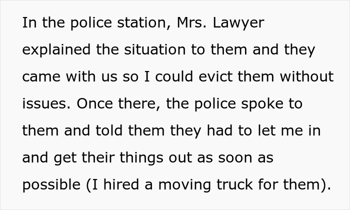 Text on paper describing a police station eviction process involving father and son lock horns over house locks with police intervention. Text on paper describing a police station eviction process involving father and son lock horns over house locks with police intervention.