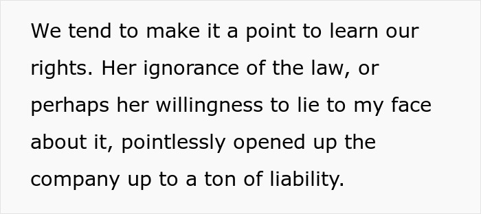 Text excerpt discussing an ableist manager ignoring disability accommodation, creating legal liability for the company.