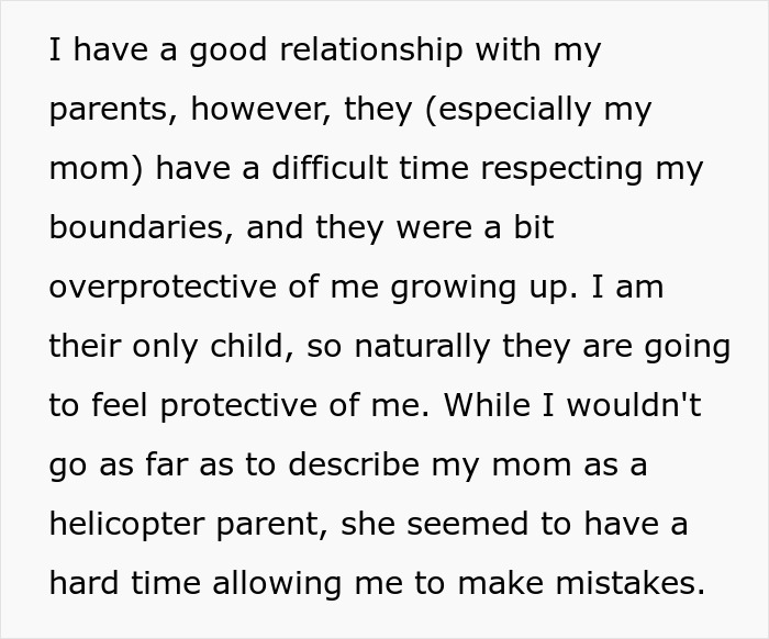 Text describing overprotective mom setting boundaries while son allows in-laws helping with baby, highlighting family dynamics. Text describing overprotective mom setting boundaries while son allows in-laws helping with baby, highlighting family dynamics.